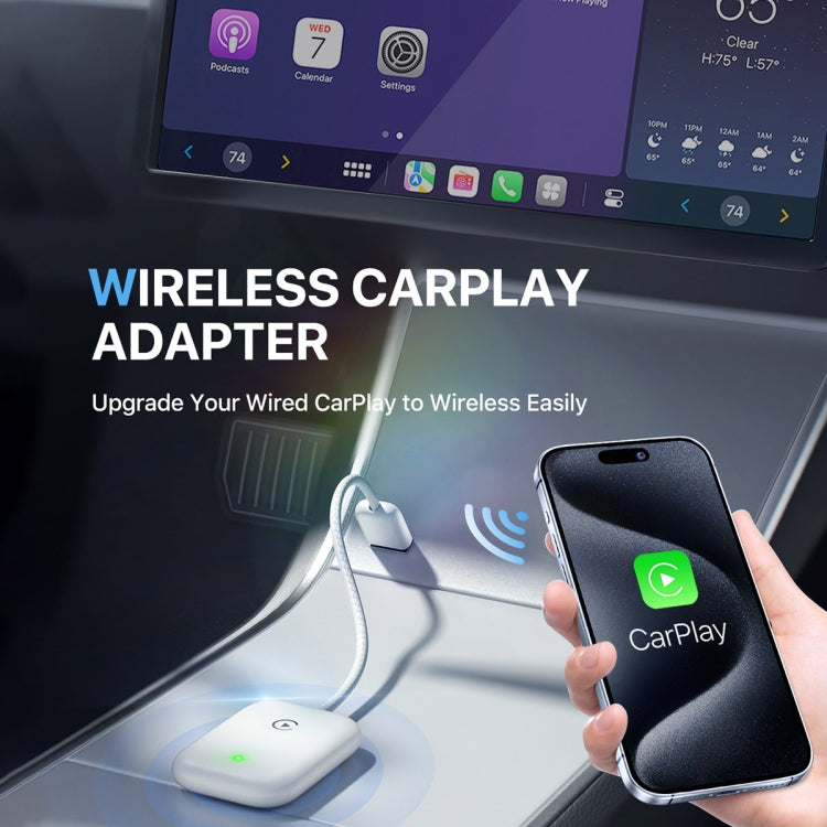 USB Interface Wired to Wireless Car CarPlay Adapter(White) by buy2fix