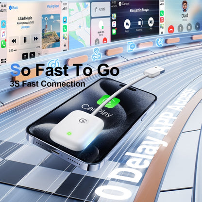 USB Interface Wired to Wireless Car CarPlay Adapter(White) by buy2fix