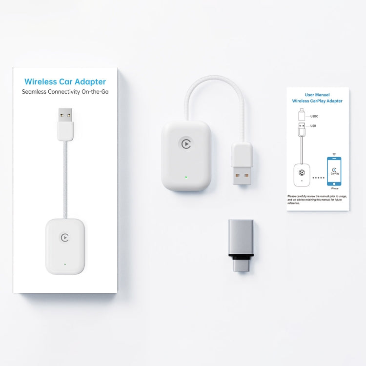 USB Interface Wired to Wireless Car CarPlay Adapter(White) by buy2fix