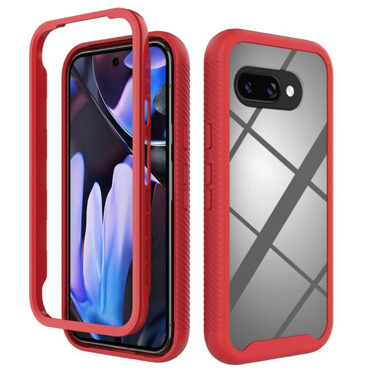 For Google Pixel 9a Starry Sky Solid Color Shockproof TPU Clear PC Phone Case(Red)