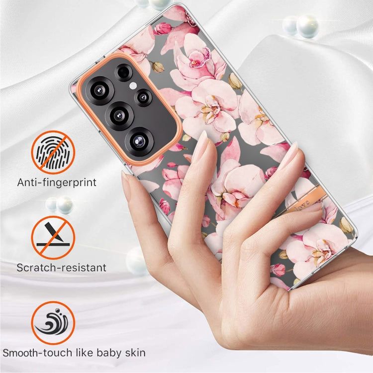 For Samsung Galaxy S25 Ultra 5G Flowers and Plants Series IMD TPU Phone Case(Pink Gardenia) - Galaxy S25 Ultra 5G Cases by buy2fix | Online Shopping UK | buy2fix