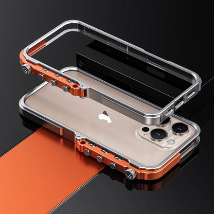 For iPhone 16 Pro Mechanical Armor Creative Metal Frame Aluminum Alloy Phone Case(Silver) - iPhone 16 Pro Cases by buy2fix | Online Shopping UK | buy2fix