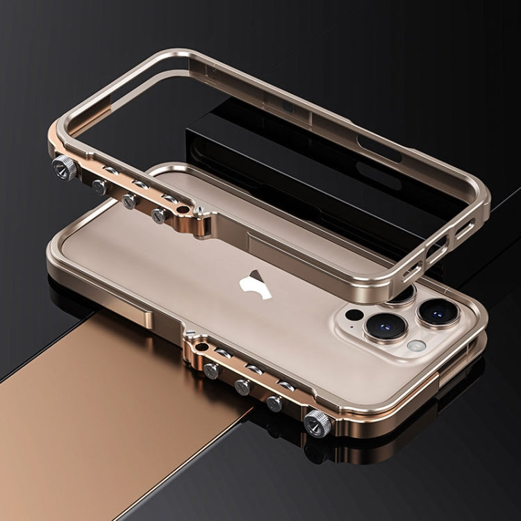 For iPhone 15 Pro Max Mechanical Armor Creative Metal Frame Aluminum Alloy Phone Case(Gold) - iPhone 15 Pro Max Cases by buy2fix | Online Shopping UK | buy2fix