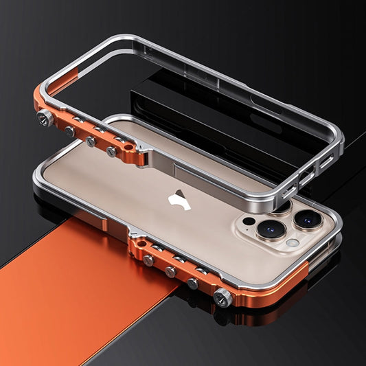 For iPhone 15 Pro Max Mechanical Armor Creative Metal Frame Aluminum Alloy Phone Case(Silver) - iPhone 15 Pro Max Cases by buy2fix | Online Shopping UK | buy2fix