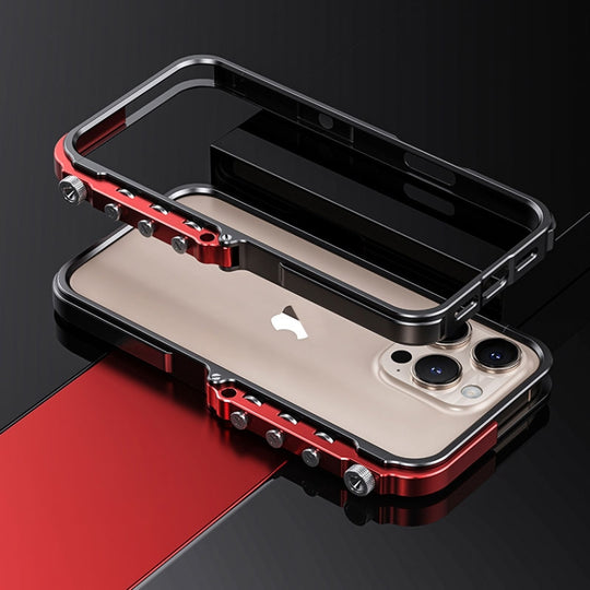For iPhone 15 Pro Mechanical Armor Creative Metal Frame Aluminum Alloy Phone Case(Black)