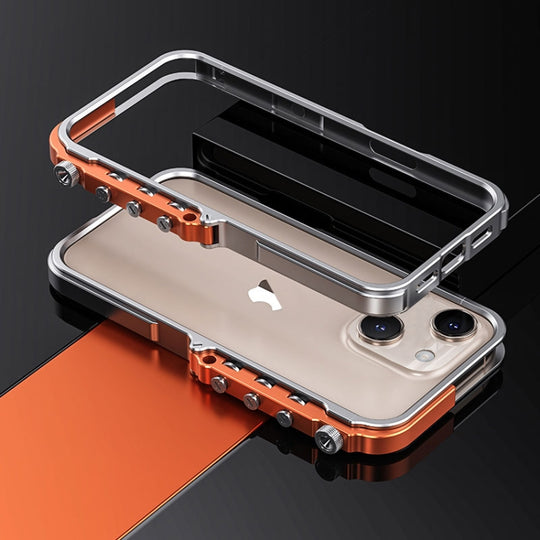 For iPhone 15 Mechanical Armor Creative Metal Frame Aluminum Alloy Phone Case(Silver)