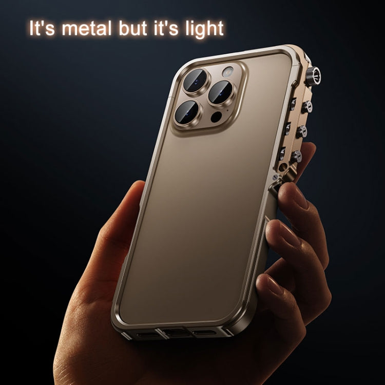 For iPhone 16 Pro Max Mechanical Armor Creative Metal Frame Aluminum Alloy Phone Case(Gold) - iPhone 16 Pro Max Cases by buy2fix | Online Shopping UK | buy2fix