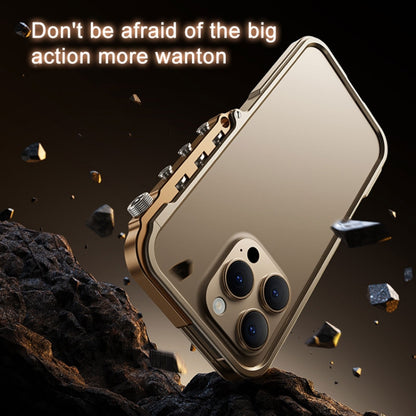 For iPhone 15 Mechanical Armor Creative Metal Frame Aluminum Alloy Phone Case(Black) - iPhone 15 Cases by buy2fix | Online Shopping UK | buy2fix