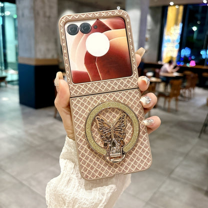 For Motorola Razr 50 Ultra Sparkling Diamond Rhombus PC Phone Case with Holder(Gold) by buy2fix