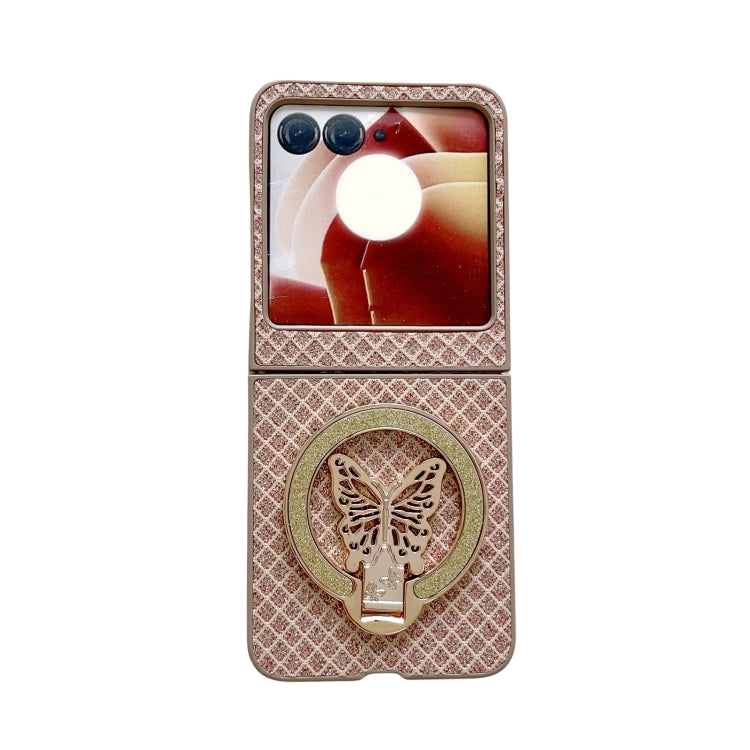 For Motorola Razr 50 Sparkling Diamond Rhombus PC Phone Case with Holder(Gold) by buy2fix