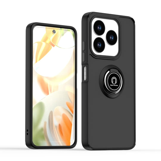 For ZTE V60 Smart/Blade A75 4G/V60 Design Q Shadow 1 Series TPU + PC Phone Case with Ring(Black+Black)