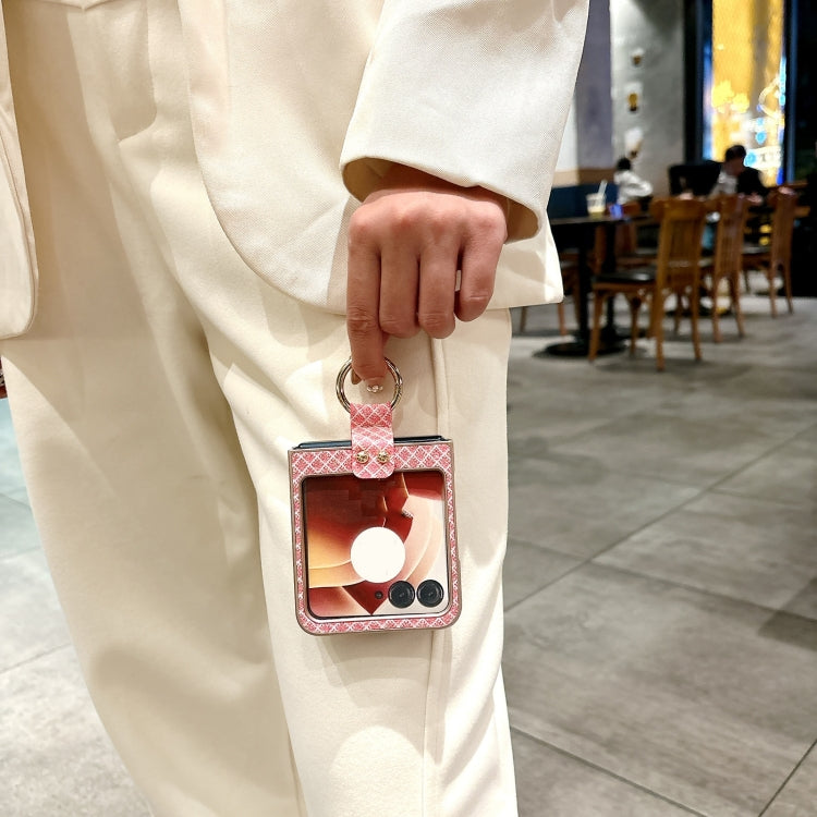 For Motorola Razr 50 Ultra Sparkling Diamond Rhombus PC Phone Case with Ring(Pink) by buy2fix