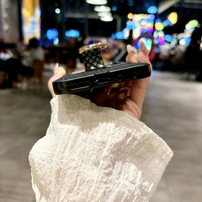 For Motorola Razr 50 Ultra Sparkling Diamond Rhombus PC Phone Case with Ring(Silver) by buy2fix