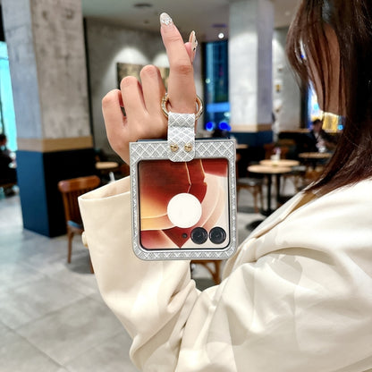 For Motorola Razr 50 Sparkling Diamond Rhombus PC Phone Case with Ring(Silver) by buy2fix