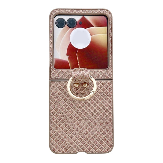 For Motorola Razr 50 Sparkling Diamond Rhombus PC Phone Case with Ring(Gold) by buy2fix