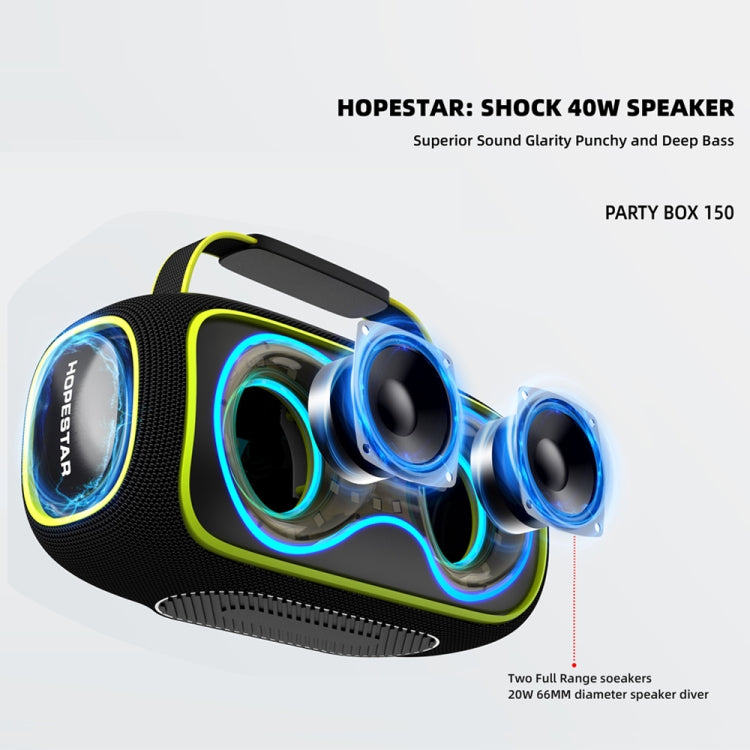 HOPESTAR Party Box 150 40W Outdoor Portable IPX5 Waterproof Bluetooth Speaker(Black) - Waterproof Speaker by HOPESTAR | Online Shopping UK | buy2fix