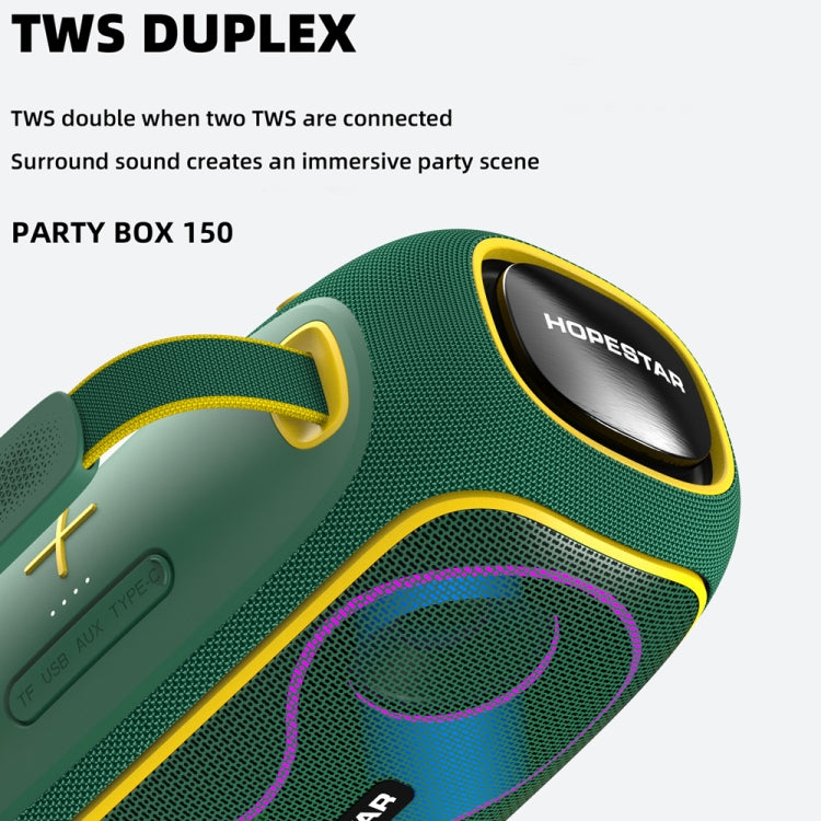 HOPESTAR Party Box 150 40W Outdoor Portable IPX5 Waterproof Bluetooth Speaker(Dark Green) - Waterproof Speaker by HOPESTAR | Online Shopping UK | buy2fix