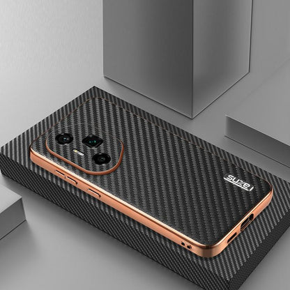 For Honor 300 Ultra AZNS Electroplated Edge Carbon Fiber Texture Phone Case(Black) by AZNS