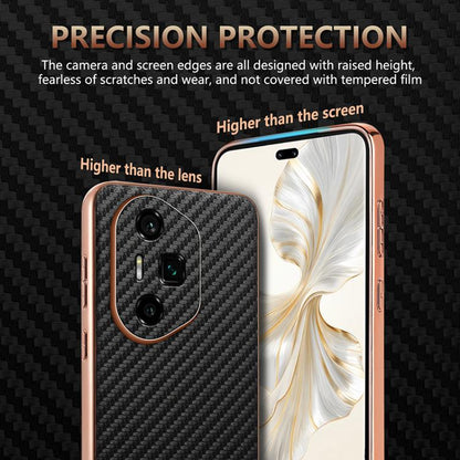 For Honor 300 Ultra AZNS Electroplated Edge Carbon Fiber Texture Phone Case(Black) by AZNS