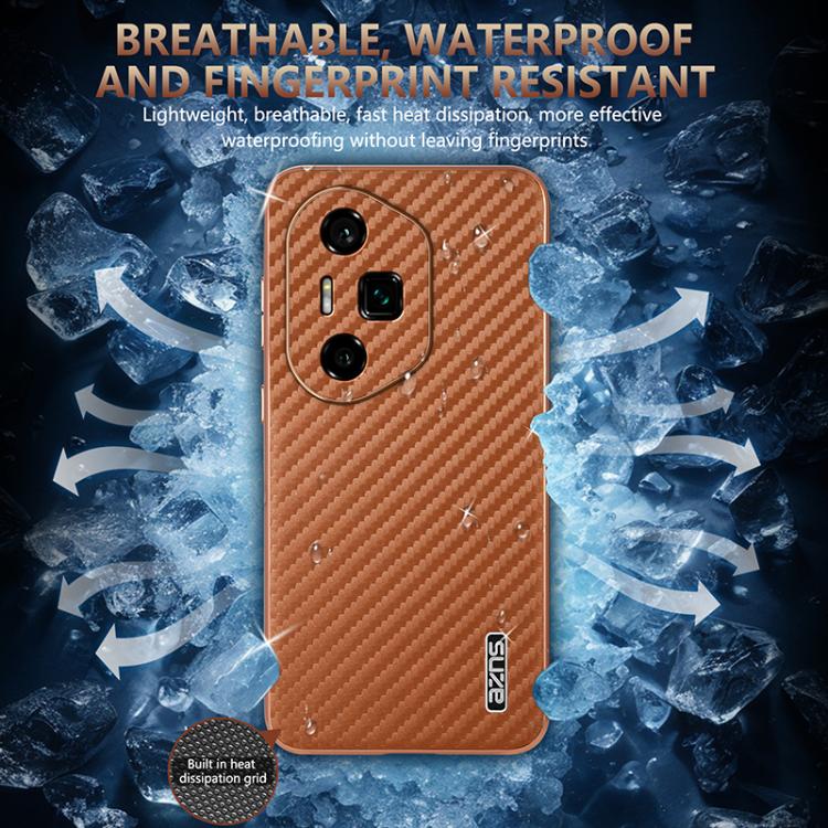 For Honor 300 Ultra AZNS Electroplated Edge Carbon Fiber Texture Phone Case(Black) by AZNS