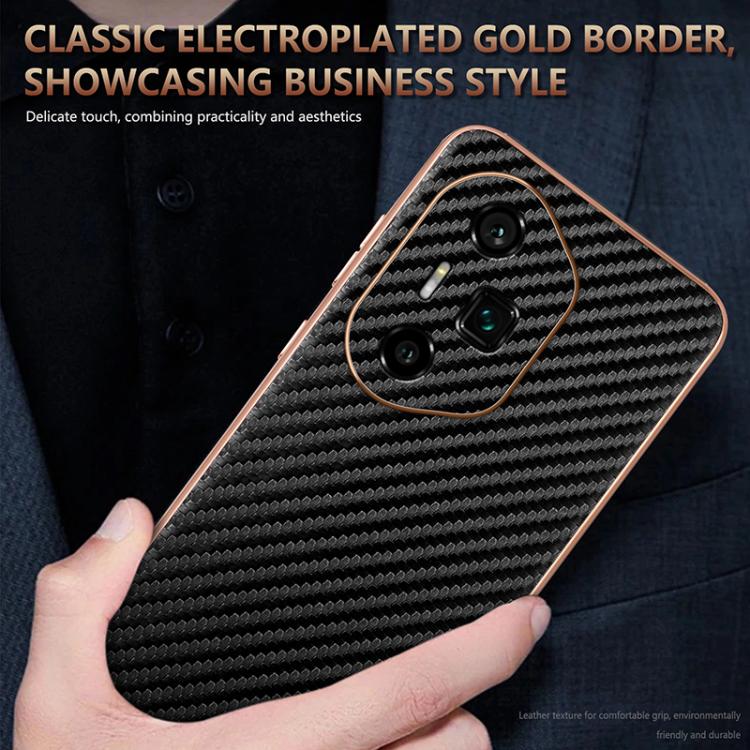 For Honor 300 Ultra AZNS Electroplated Edge Carbon Fiber Texture Phone Case(Black) by AZNS