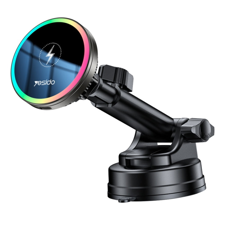 Yesido C315 15W Suction Cup Air Vent Car Wireless Charging Holder with RGB Lighting(Black) by Yesido