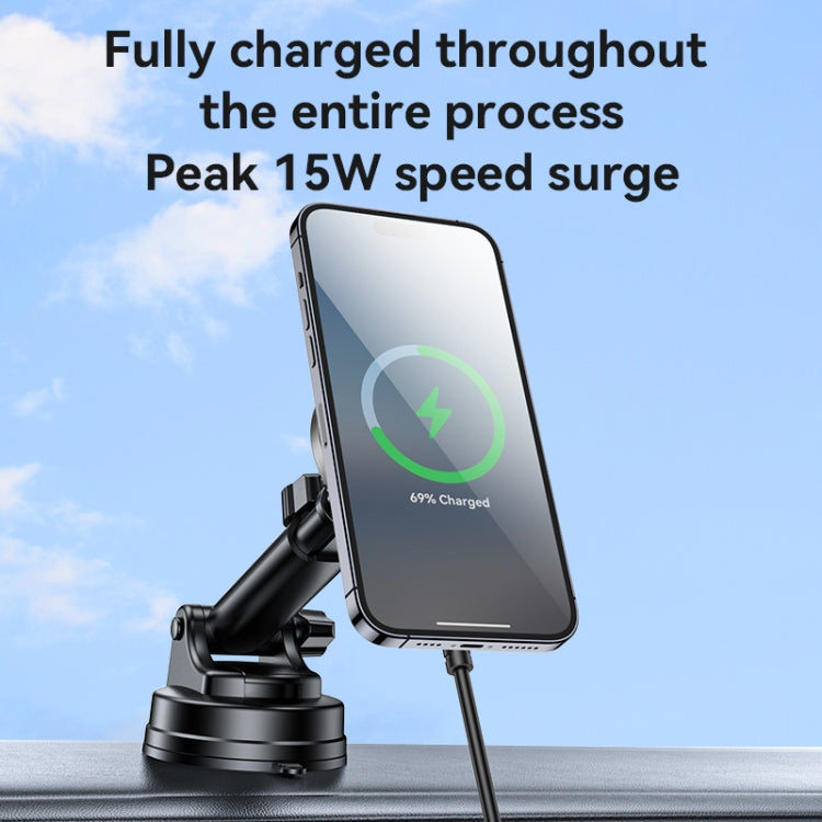 Yesido C315 15W Suction Cup Air Vent Car Wireless Charging Holder with RGB Lighting(Black) by Yesido