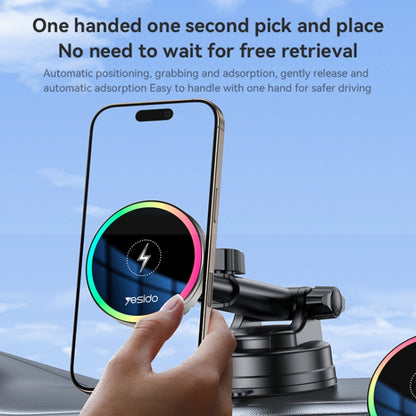 Yesido C315 15W Suction Cup Air Vent Car Wireless Charging Holder with RGB Lighting(Black) by Yesido