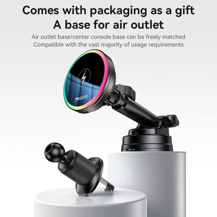 Yesido C315 15W Suction Cup Air Vent Car Wireless Charging Holder with RGB Lighting(Black) by Yesido