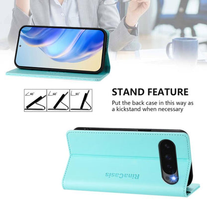 For Google Pixel 10 / 10 Pro 5G Global RC01 Dual-Folded Magnetic Suction RFID Leather Phone Case(Mint Green) - Google Cases by buy2fix | Online Shopping UK | buy2fix