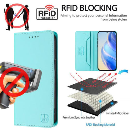 For Google Pixel 10 / 10 Pro 5G Global RC01 Dual-Folded Magnetic Suction RFID Leather Phone Case(Mint Green) - Google Cases by buy2fix | Online Shopping UK | buy2fix