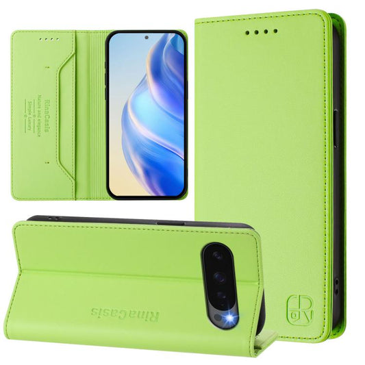 For Google Pixel 10 / 10 Pro 5G Global RC01 Dual-Folded Magnetic Suction RFID Leather Phone Case(Grass Green) - Google Cases by buy2fix | Online Shopping UK | buy2fix