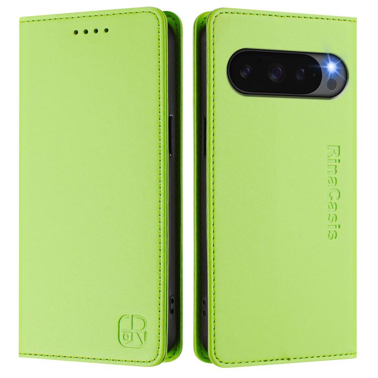 For Google Pixel 10 / 10 Pro 5G Global RC01 Dual-Folded Magnetic Suction RFID Leather Phone Case(Grass Green) - Google Cases by buy2fix | Online Shopping UK | buy2fix