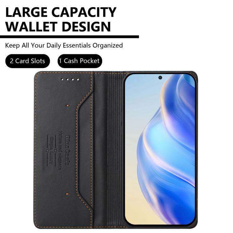 For Google Pixel 10 / 10 Pro 5G Global RC01 Dual-Folded Magnetic Suction RFID Leather Phone Case(Black) - Google Cases by buy2fix | Online Shopping UK | buy2fix