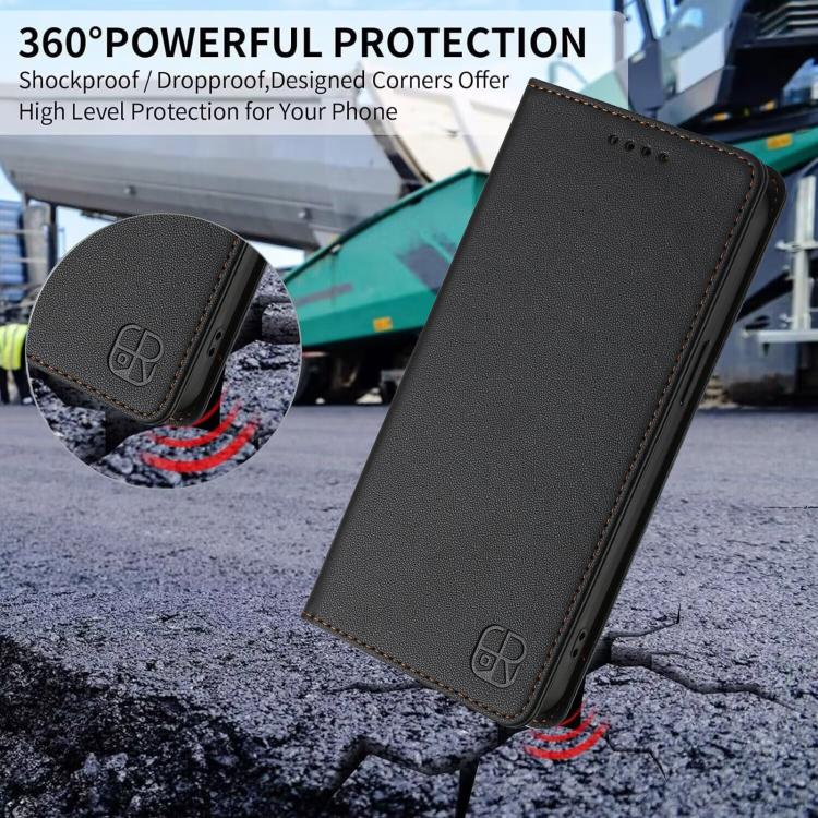 For Google Pixel 10 / 10 Pro 5G Global RC01 Dual-Folded Magnetic Suction RFID Leather Phone Case(Black) - Google Cases by buy2fix | Online Shopping UK | buy2fix