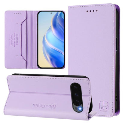 For Google Pixel 10 / 10 Pro 5G Global RC01 Dual-Folded Magnetic Suction RFID Leather Phone Case(Light Purple) - Google Cases by buy2fix | Online Shopping UK | buy2fix