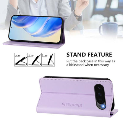 For Google Pixel 10 / 10 Pro 5G Global RC01 Dual-Folded Magnetic Suction RFID Leather Phone Case(Light Purple) - Google Cases by buy2fix | Online Shopping UK | buy2fix