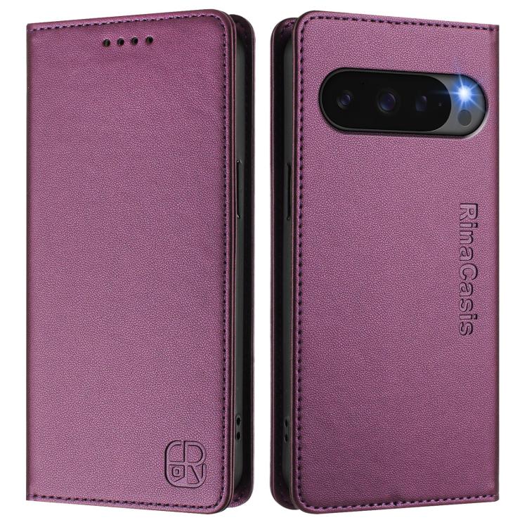 For Google Pixel 10 / 10 Pro 5G Global RC01 Dual-Folded Magnetic Suction RFID Leather Phone Case(Violet) - Google Cases by buy2fix | Online Shopping UK | buy2fix