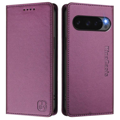 For Google Pixel 10 / 10 Pro 5G Global RC01 Dual-Folded Magnetic Suction RFID Leather Phone Case(Violet) - Google Cases by buy2fix | Online Shopping UK | buy2fix
