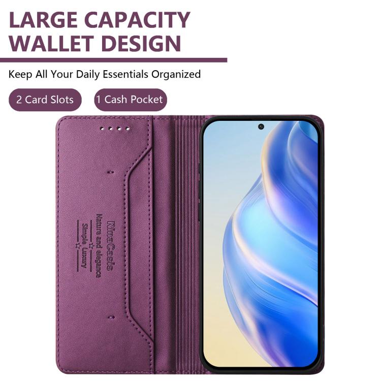 For Google Pixel 10 / 10 Pro 5G Global RC01 Dual-Folded Magnetic Suction RFID Leather Phone Case(Violet) - Google Cases by buy2fix | Online Shopping UK | buy2fix