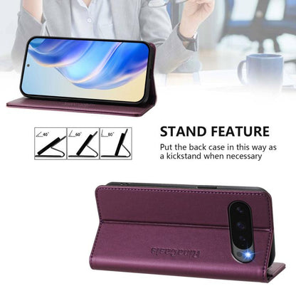 For Google Pixel 10 / 10 Pro 5G Global RC01 Dual-Folded Magnetic Suction RFID Leather Phone Case(Violet) - Google Cases by buy2fix | Online Shopping UK | buy2fix