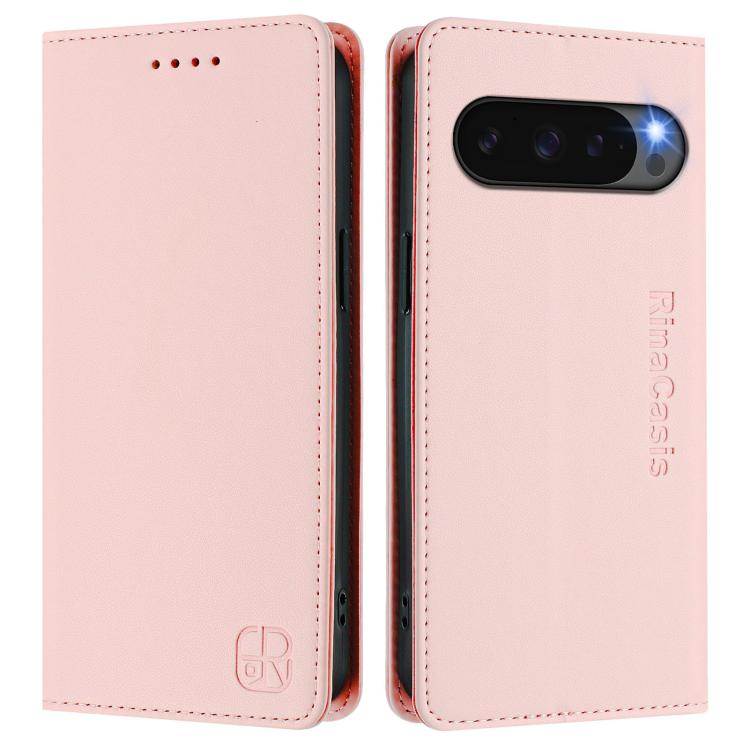 For Google Pixel 10 Pro XL RC01 Dual-Folded Magnetic Suction RFID Leather Phone Case(Pink) - Google Cases by buy2fix | Online Shopping UK | buy2fix