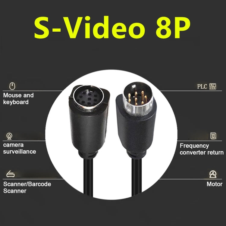 90 Degree mini DIN 8 Pin TV Audio Adapter Cable S-Video TV Box Cable, Length:3m(Black) - Cables by buy2fix | Online Shopping UK | buy2fix