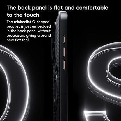 For iPhone 16 Pro Max Carbon Fiber MagSafe Phone Case with 360 Degree Rotating Holder(Black Gold) - iPhone 16 Pro Max Cases by buy2fix | Online Shopping UK | buy2fix