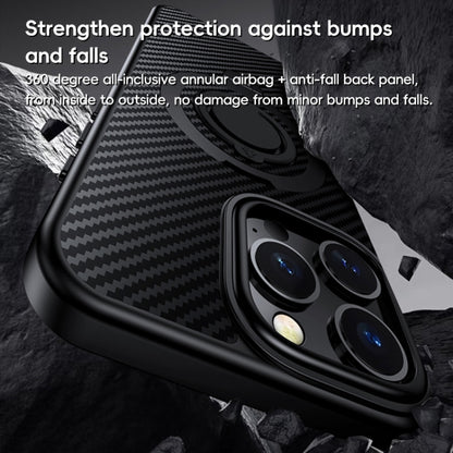 For iPhone 16 Pro Max Carbon Fiber MagSafe Phone Case with 360 Degree Rotating Holder(Black) - iPhone 16 Pro Max Cases by buy2fix | Online Shopping UK | buy2fix