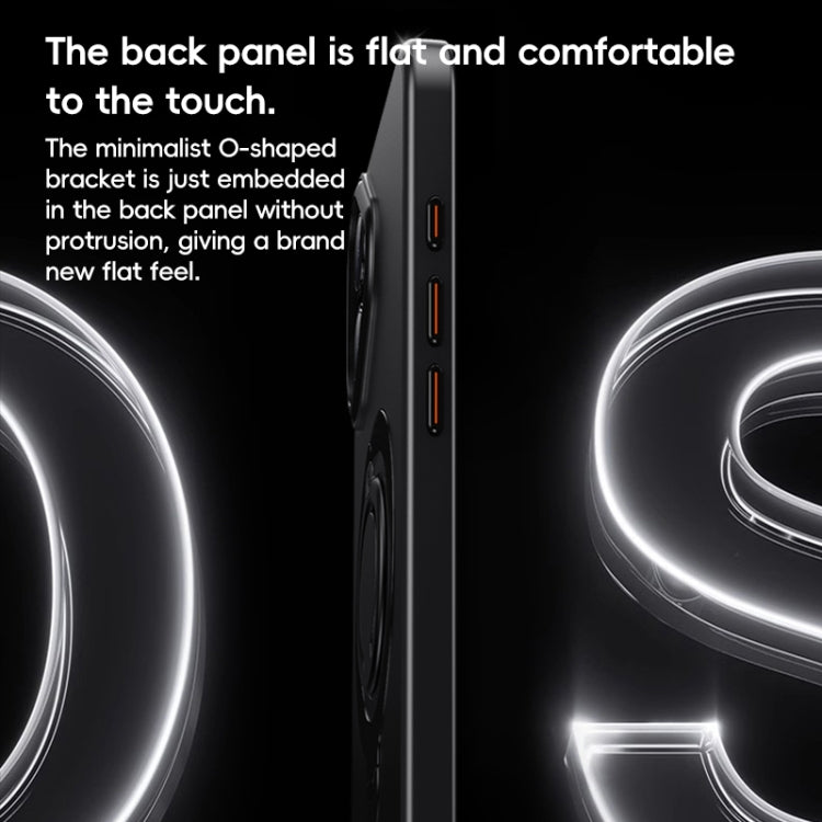 For iPhone 16 Plus Carbon Fiber MagSafe Phone Case with 360 Degree Rotating Holder(Black Grey) - iPhone 16 Plus Cases by buy2fix | Online Shopping UK | buy2fix