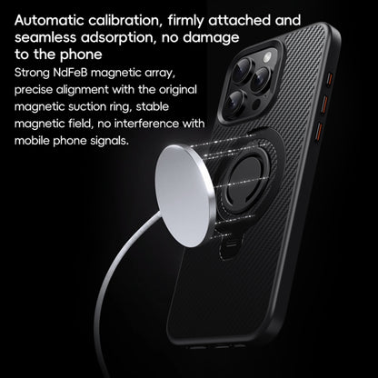 For iPhone 13 Pro Carbon Fiber MagSafe Phone Case with 360 Degree Rotating Holder(Black) - iPhone 13 Pro Cases by buy2fix | Online Shopping UK | buy2fix