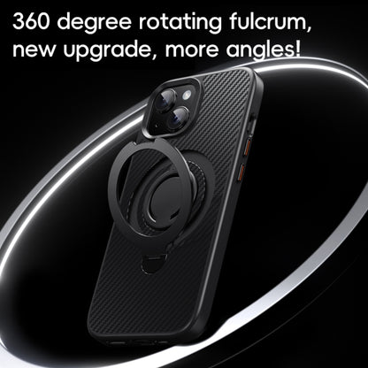For iPhone 14 / 13 Carbon Fiber MagSafe Phone Case with 360 Degree Rotating Holder(Black) - iPhone 14 Cases by buy2fix | Online Shopping UK | buy2fix
