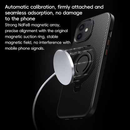 For iPhone 12 / 12 Pro Carbon Fiber MagSafe Phone Case with 360 Degree Rotating Holder(Black Blue) - iPhone 12 / 12 Pro Cases by buy2fix | Online Shopping UK | buy2fix