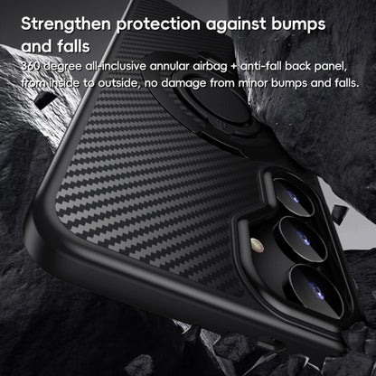For Samsung Galaxy S25+ 5G Carbon Fiber MagSafe Phone Case with 360 Degree Rotating Holder(Black Grey) by buy2fix